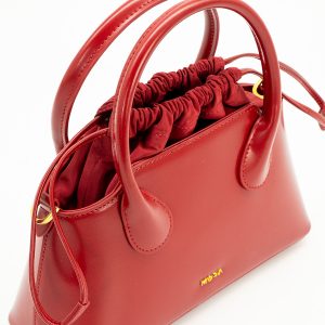 Full Grain Genuine Leather Cinched Top-Handle/Shoulder Bag in Royal Red – MORA Belle Cinch Collection
