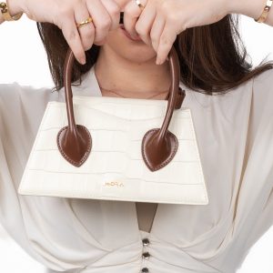 Mini Full Grain Genuine Leather Top-Handle/Shoulder bag- Ivory Elegance by MORA Collection